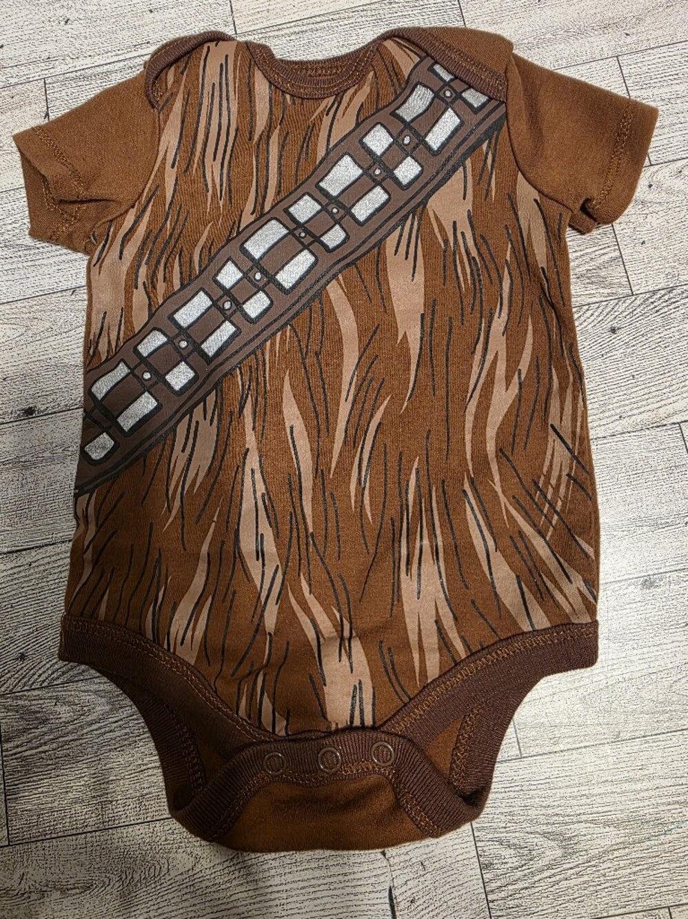 Star Wars Brown Chewbacca-Style Short Sleeve Baby One-Piece